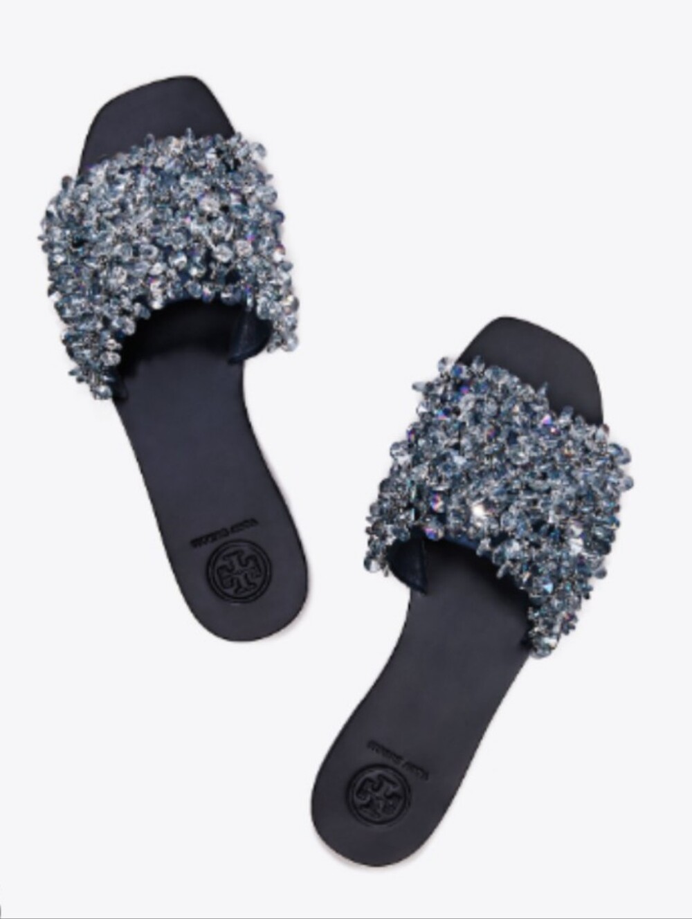 new TORY BURCH logan crystal slide sandals 7.5